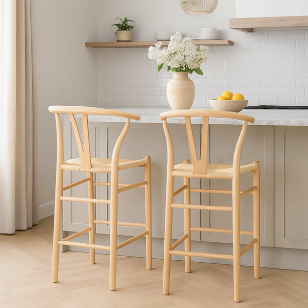 Nicola Spring Wooden Wishbone Bar Stool