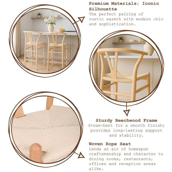 Nicola Spring Wooden Wishbone Bar Stool