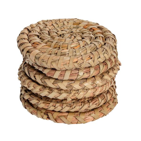 nicola spring Woven Palm Leaf Coasters - Pack of Six