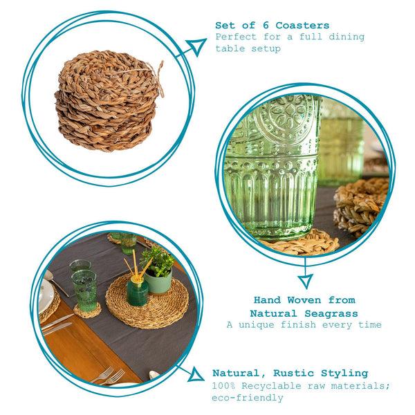 Nicola Spring Woven Seagrass Coasters - Pack Of Six