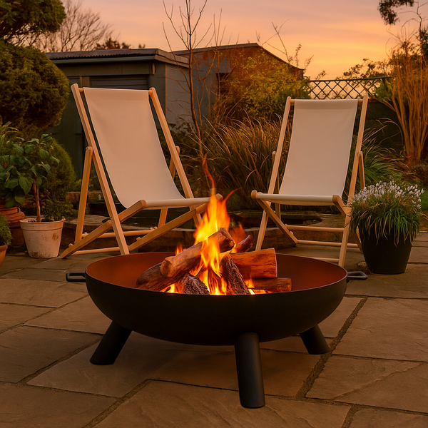 Nicola Spring XL Round Iron Fire Pit - 99cm - Black