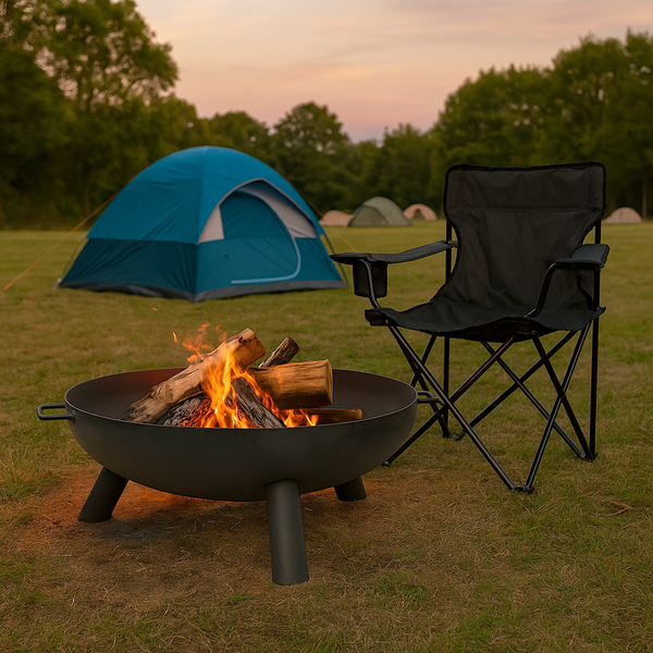 Nicola Spring XL Round Iron Fire Pit - 99cm - Black