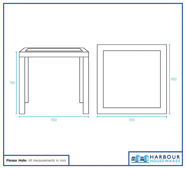 Nicola Spring Noble Square Rattan Effect Garden Dining Table - 90cm X 90cm - Anthracite