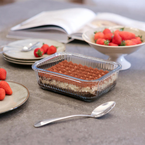 Nicola Spring Optical Rectangular Glass Cake Dish - 22cm X 16.5cm