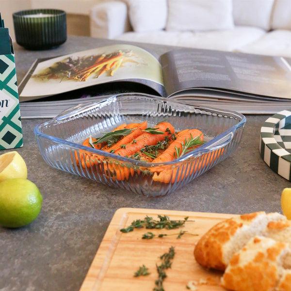 Nicola Spring Optical Square Glass Oven Dish - 24cm X 21cm