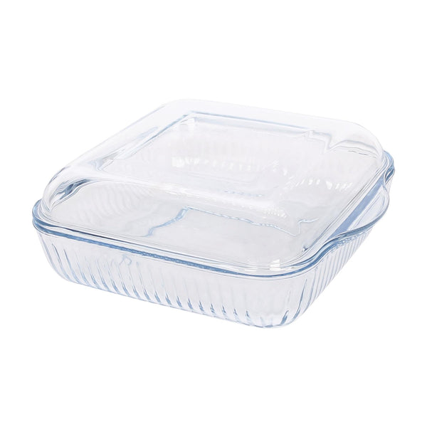 nicola spring Optical Square Glass Oven Dish with Lid - 24cm x 21cm