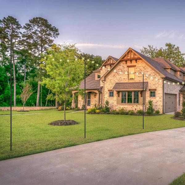 Nicola Spring Outdoor Iron Festoon Pole - 0.6-2.5M - Black