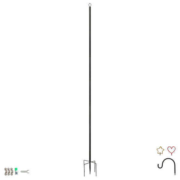 nicola spring Outdoor Iron Festoon Pole - 0.6-2.5M - Black