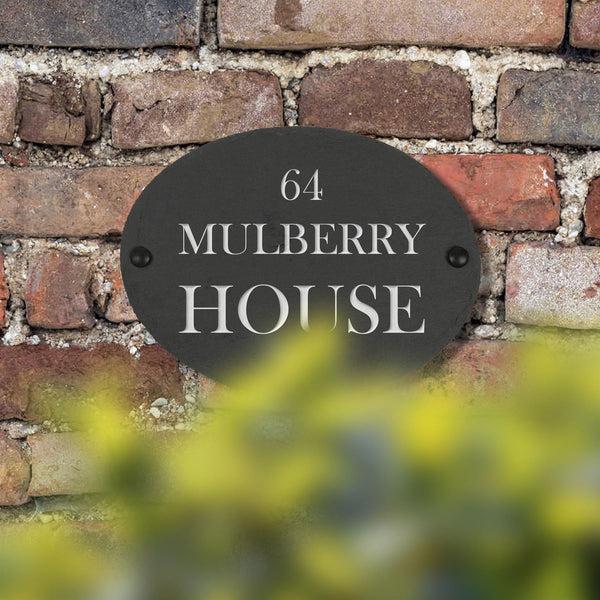 Nicola Spring Oval Blank Slate House Sign - 20cm X 15cm