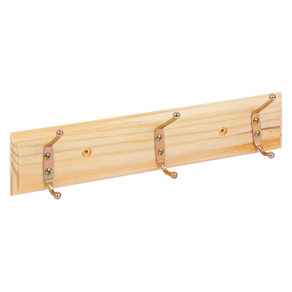 nicola spring Pine 3 Hook Wooden Wall-Mounted Coat Rack