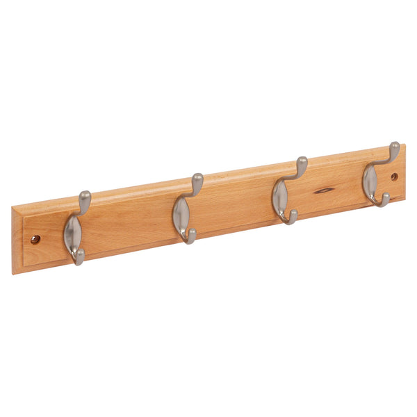 nicola spring Pine 4 Hook Deluxe Wooden Wall-Mounted Coat Rack