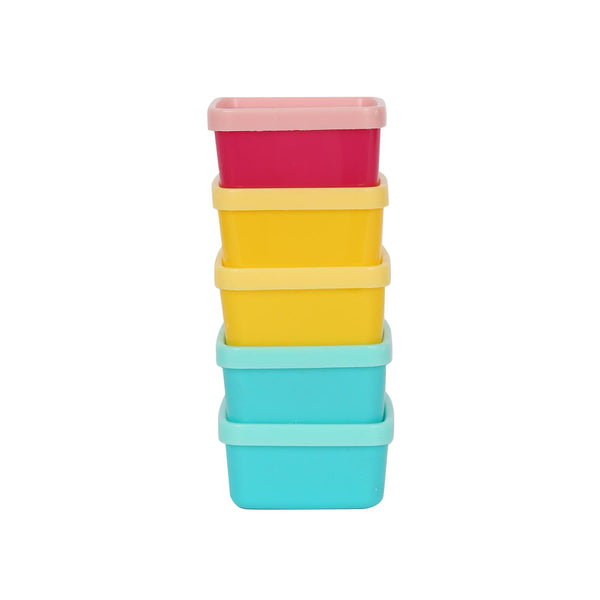 nicola spring Plastic Stackable Air Tight Food Storage Containers - 90ml - Multicoloured air tight and flip top lids