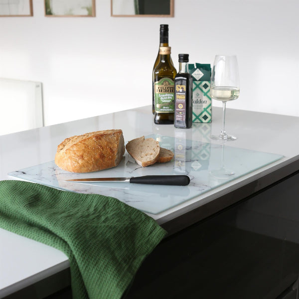 Nicola Spring Rectangle Glass Chopping Board - 50cm X 40cm - Marble