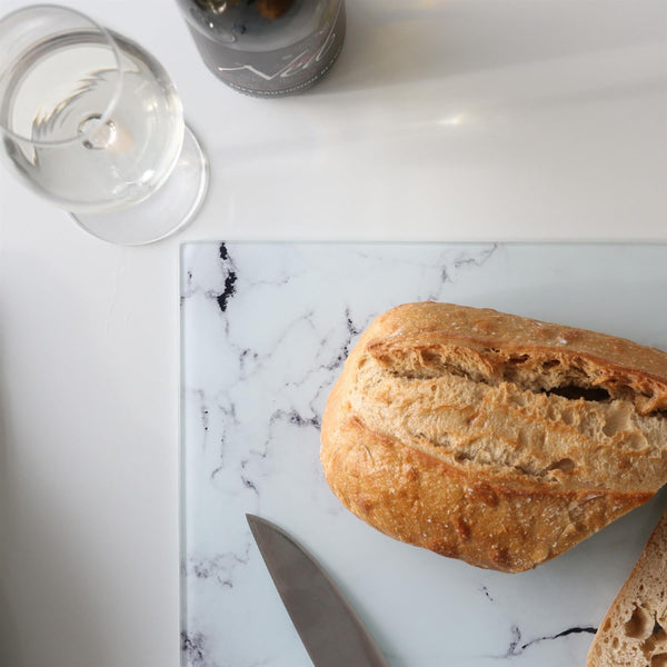 Nicola Spring Rectangle Glass Chopping Board - 50cm X 40cm - Marble