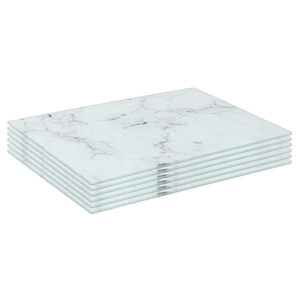 nicola spring Rectangle Glass Placemats - 30cm x 20cm - Marble - Pack of 6