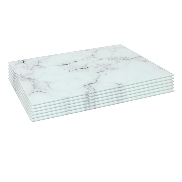 nicola spring Rectangle Glass Placemats - 40cm x 30cm - Marble - Pack of 6
