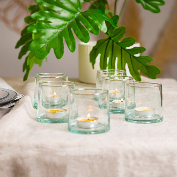 Nicola Spring Recycled Glass Tea Light Holders - Pack Of Three