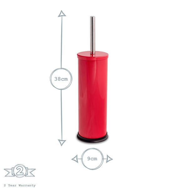 Nicola Spring Red Round Stainless Steel Toilet Brush & Bin Set