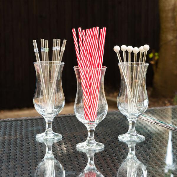 Nicola Spring Red Stripe Reusable Plastic Drinking Straws - Pack Of 10