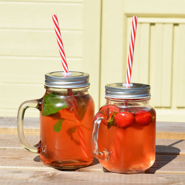 Nicola Spring Red Stripe Reusable Plastic Drinking Straws - Pack Of 10