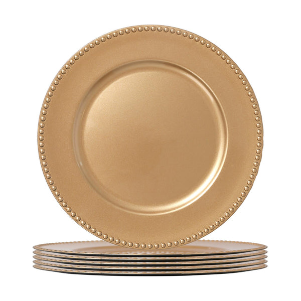 nicola spring Round Beaded Charger Plates - 33cm - Pack of 6