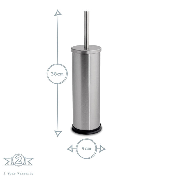 Nicola Spring Round Brushed Stainless Steel Toilet Brush & Bin Set