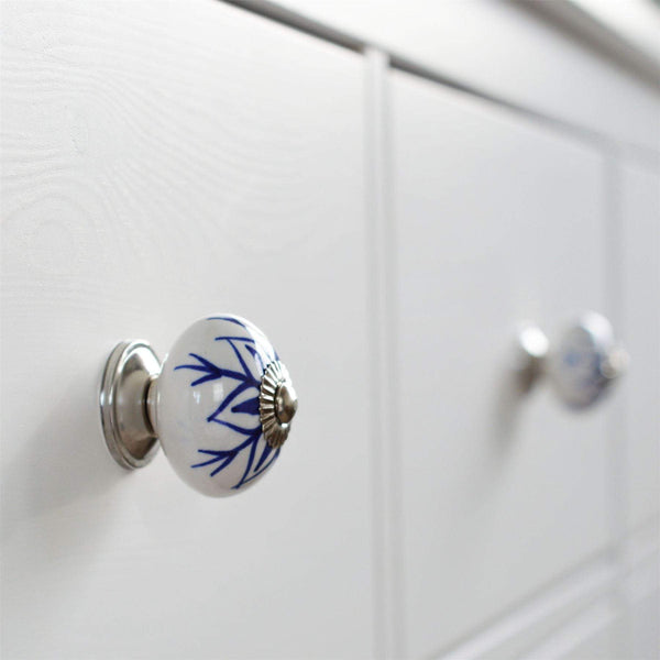 Nicola Spring Round Ceramic Cabinet Knobs - Flower - 9 Colours