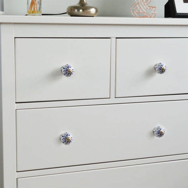 Nicola Spring Round Ceramic Cabinet Knobs - Flower - 9 Colours