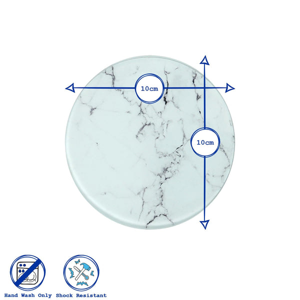 Nicola Spring Round Glass Coasters - Marble - Pack Of 6