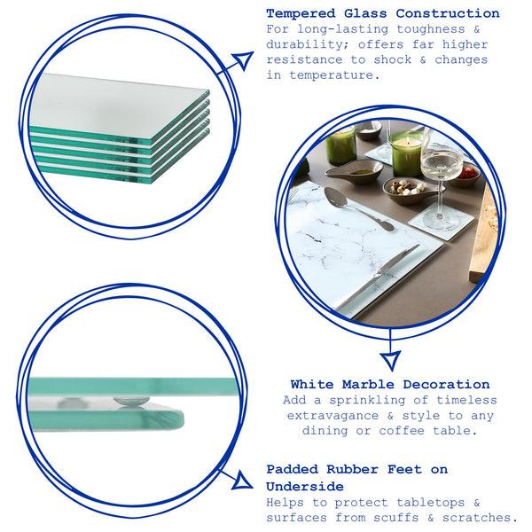 Nicola Spring Round Glass Coasters - Marble - Pack Of 6