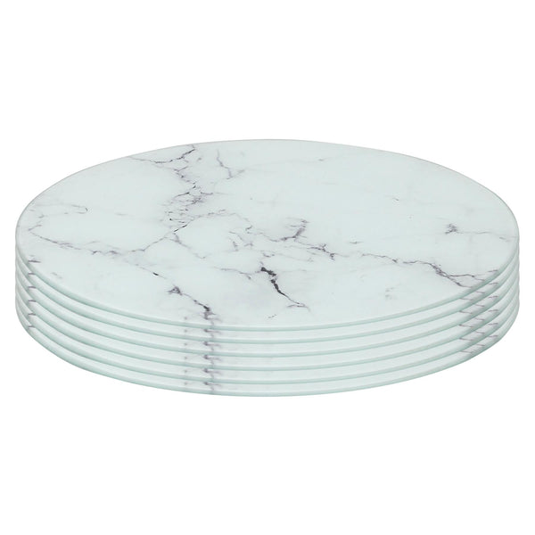 nicola spring Round Glass Placemats - 30cm - Marble - Pack of 6