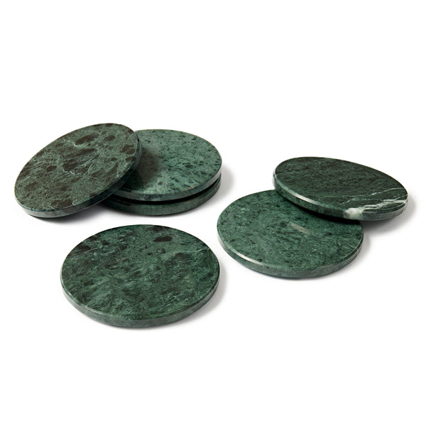 Nicola Spring Round Marble Coasters - 10cm - Green - Pack Of 6