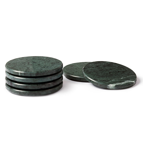 nicola spring Round Marble Coasters - 10cm - Green - Pack of 6