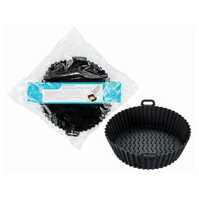 nicola spring Round Silicone Baking Tray Air Fryer Liner - Black