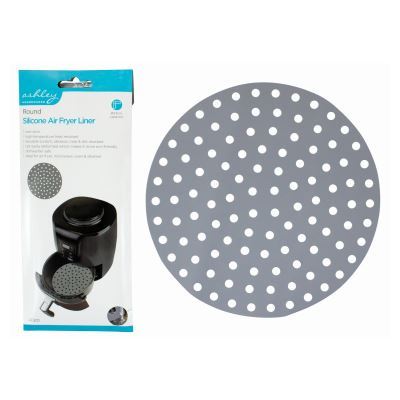 nicola spring Round Silicone Reusable Air Fryer Liner - 23cm - Grey