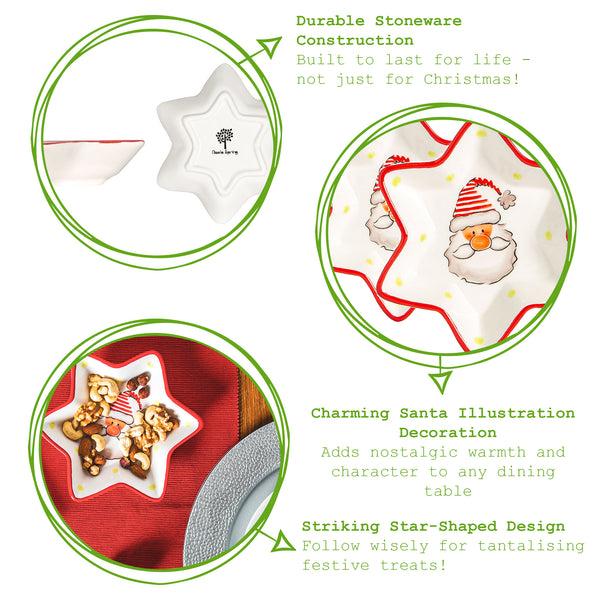 Nicola Spring Santa Star Serving Plates - 18cm - Pack Of Two