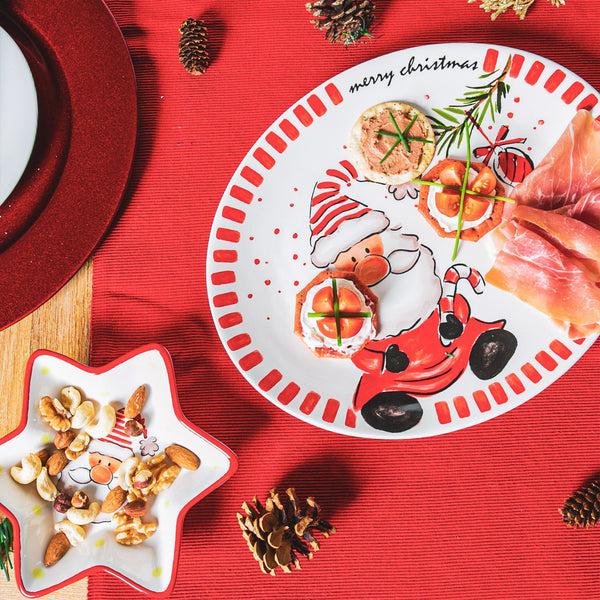 Nicola Spring Santa Stoneware Dinner Plates - 31cm - Pack Of Two
