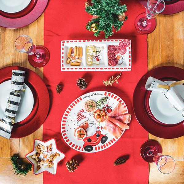 Nicola Spring Santa Stoneware Dinner Plates - 31cm - Pack Of Two