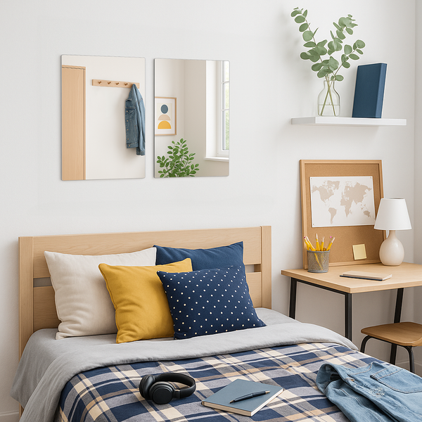 Nicola Spring Self Adhesive Glass Wall Mirror - 30 X 40cm