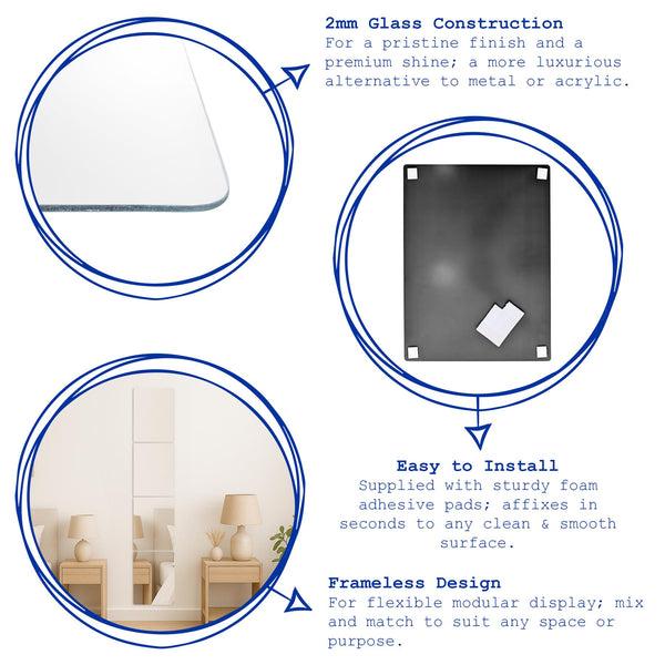 Nicola Spring Self Adhesive Glass Wall Mirror - 30 X 40cm