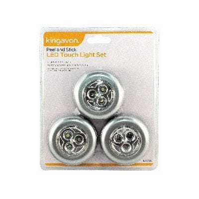 nicola spring Silver 3 LED Touch Plastic Puck Lights - Pack of 3