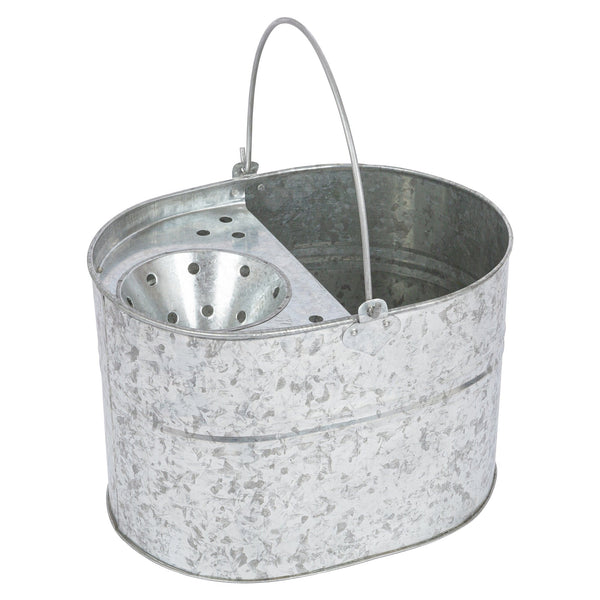 nicola spring Silver Galvanised Steel Mop Bucket with Wringer