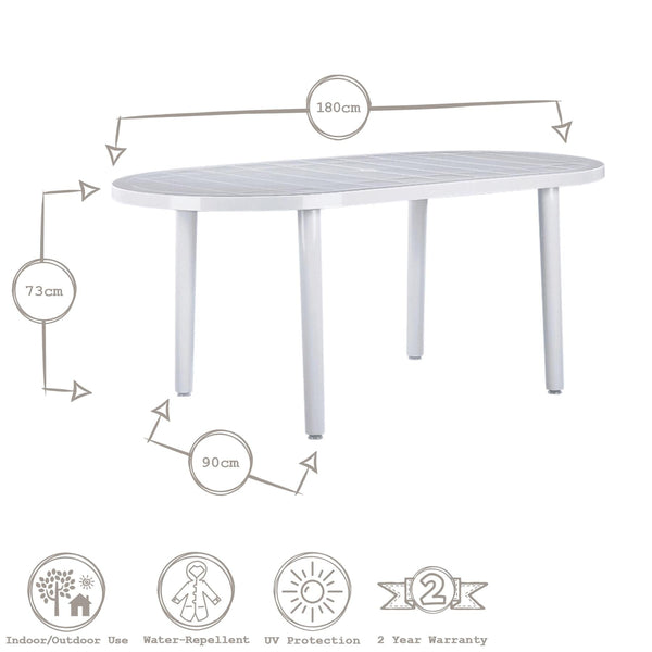 Nicola Spring Six-Seater Oval Brava Plastic Garden Dining Table 180cm X 90cm