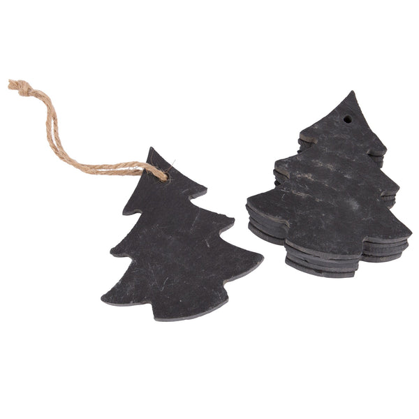 nicola spring Slate Christmas Tree Decoration - Pack of Six