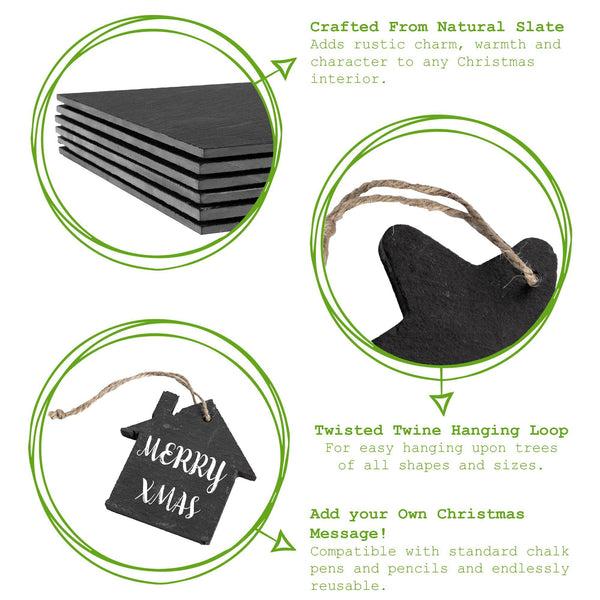 Nicola Spring Slate House Christmas Tree Decoration - Pack Of Six