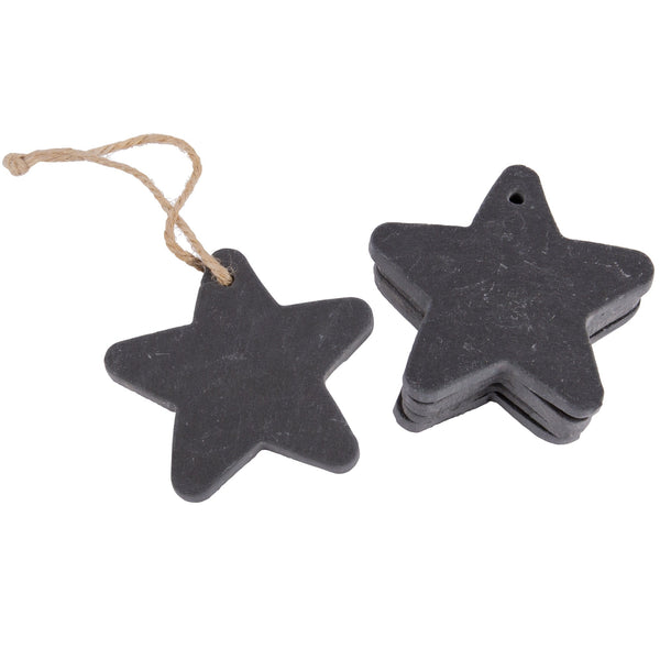 nicola spring Slate Star Christmas Tree Decoration - Pack of Six