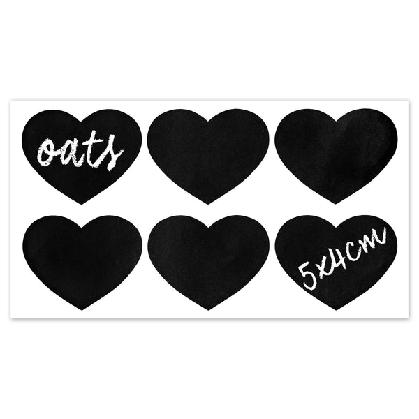 nicola spring Small Black Heart Chalkboard Storage Jar Labels - Pack of Six