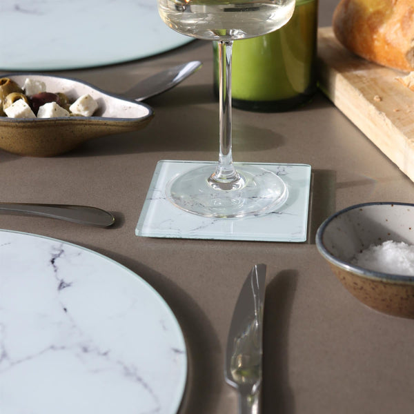 Nicola Spring Square Glass Coasters - Marble - Pack Of 6