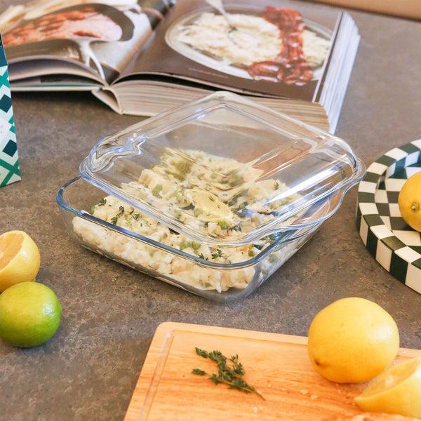 Nicola Spring Square Glass Oven Dish With Lid - 24cm X 21cm