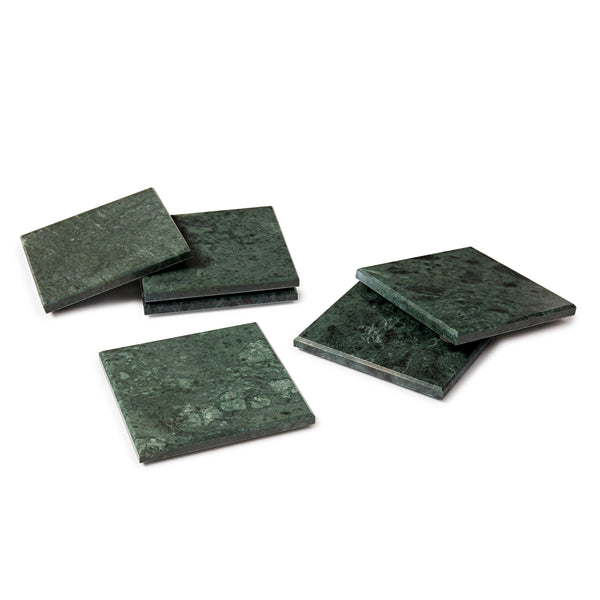 Nicola Spring Square Marble Coasters - 10cm - Green - Pack Of 6
